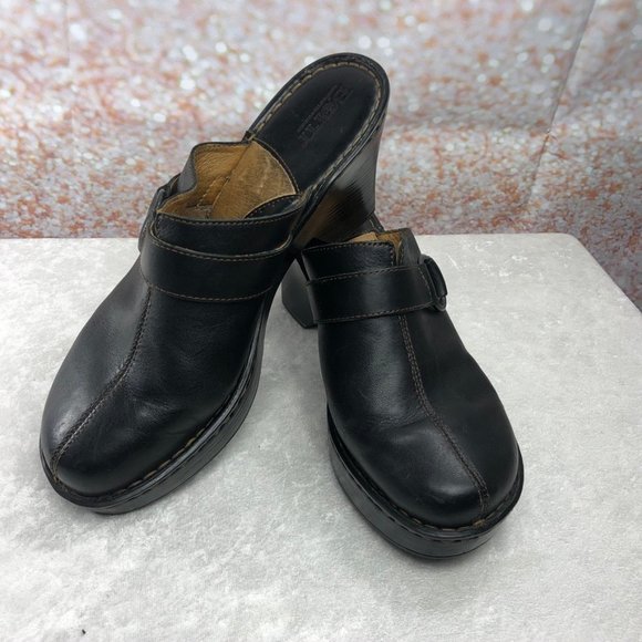 Born Shoes - BORN BLACK BUCKLE Clogs Size 9